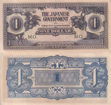 Malaya Japanese Occupation 1 Dollars ND 1942 P M5 UNC Little Tone