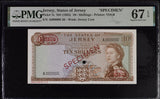 Jersey 10 Pound ND 1963 P 7 s SPECIMEN Superb Gem UNC PMG 67 EPQ TOP POP
