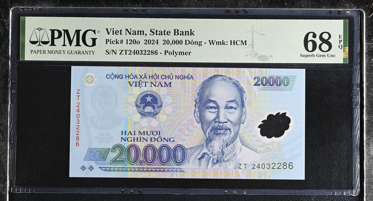 Vietnam 20000 Dong 2024 P 120 o Superb Gem UNC PMG 68 EPQ TOP POP