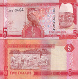 Gambia 5 Dalasis 2015 P 31 Z REPLACEMENT XF/AU , Giant kingfisher ,Cattle