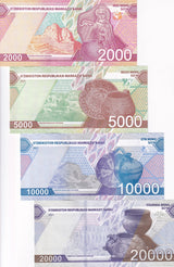 Uzbekistan Set 4 Pcs 2000 5000 10000 20000 Som 2021 P 87 88 89 P 90 UNC