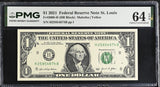 United States 1 Dollar Usa 2021 P 549 H St.Louis Choice UNC PMG 64 EPQ