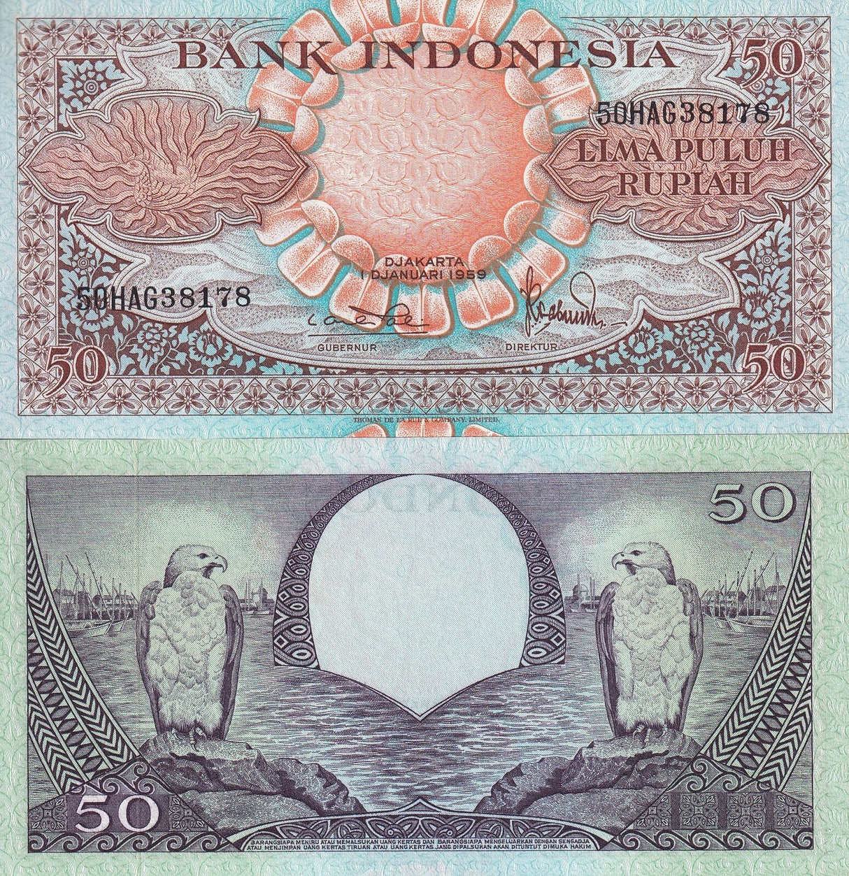 Indonesia 50 Rupiah 1959 P 68 UNC