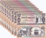 Guyana 20 Dollars ND 1996 P 30 b UNC LOT 10 PCS