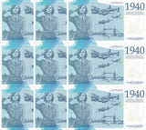 Set 3x LOT 3 = 9 pcs Battle of Britain 1940 Comm.2023 Britannia Pound Test Note