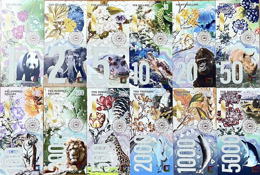 Island Aurora Set 12 1 2 5 10 20 50 100 200-5000 Dollars 2020 polymer Fantasy