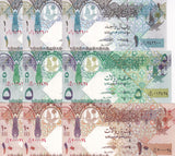 Qatar Set 3 x Lot 3 = 9 UNC 1 5 10 Riyal ND Random Sign P 28 29 30 UNC