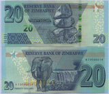 Zimbabwe 20 Dollars 2020 P 104 UNC