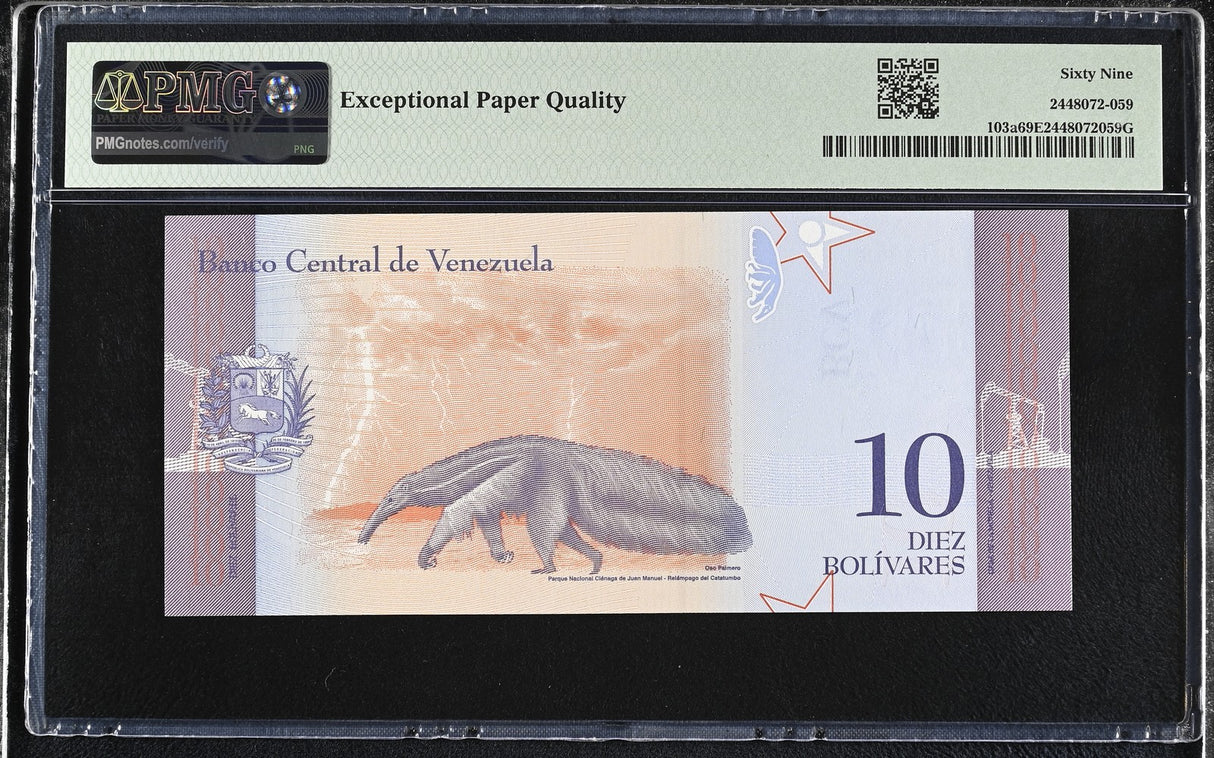 Venezuela 10 Bolivares 2018 P 103 a Superb Gem UNC PMG 69 EPQ TOP POP