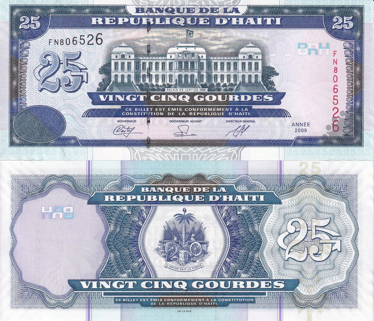 Haiti 25 Gourdes 2009 P 266 d UNC