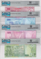Mozambique Set 4; 100 200-1000 Meticais 2024 P 160 Superb Gem UNC PMG 67 68 EPQ