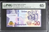 Ghana 20 Cedis 2022 P 48 b AA Prefix Gem UNC PMG 65 EPQ