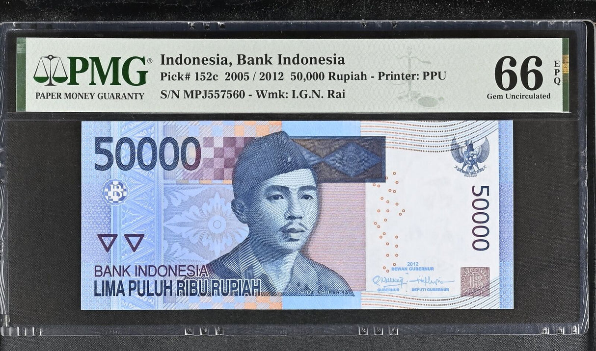Indonesia 50000 Rupiah 2005/2012 P 152 c GEM UNC PMG 66 EPQ