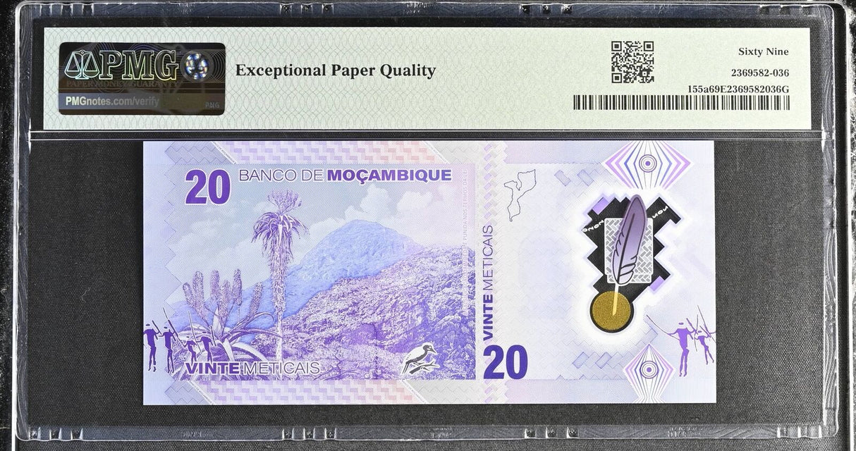 Mozambique 20 Meticais 2024 Polymer P 155 a Superb Gem UNC PMG 69 EPQ TOP POP