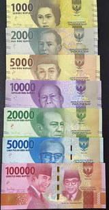 Indonesia Set 7 UNC 1000 2000 5000 10000 20000 50000 100K Random Date P 154-160