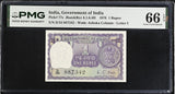 India 1 Rupees ND 1976 P 77 s Gem UNC PMG 66 EPQ ISSUED Pin hole TOP POP