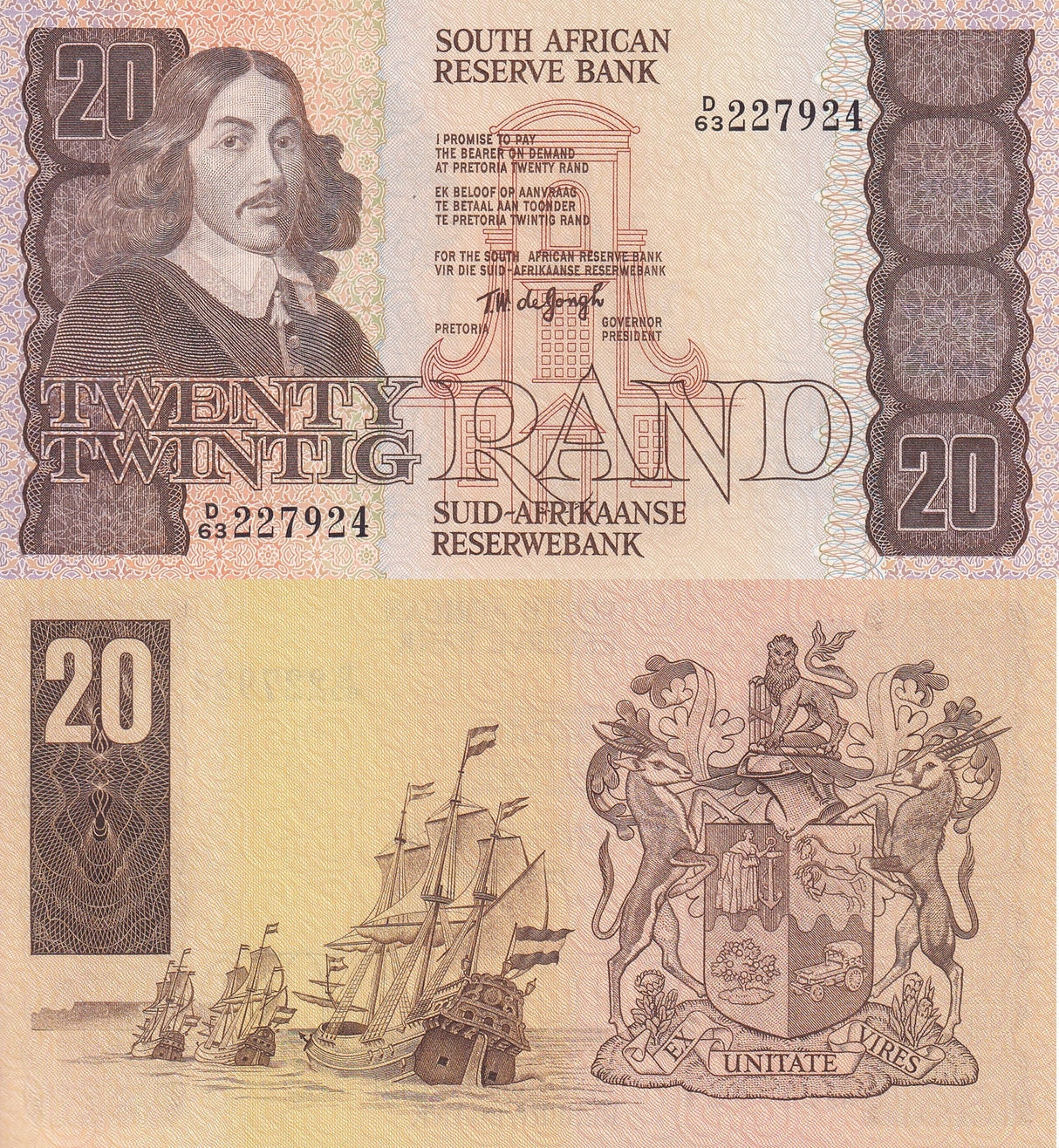 South Africa 20 RAND ND 1990-1993 P 121 a UNC