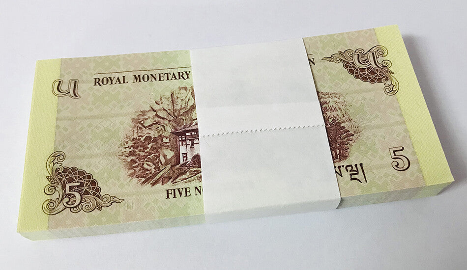 Bhutan 5 Ngultrum 2015 P 28 c UNC Lot 100 Pcs 1 Bundle