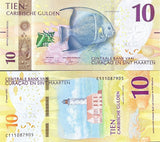 CURACAO & St MAARTEN 10 Gulden 2025 P 1 NEW Anglefish UNC Lot 3 pcs