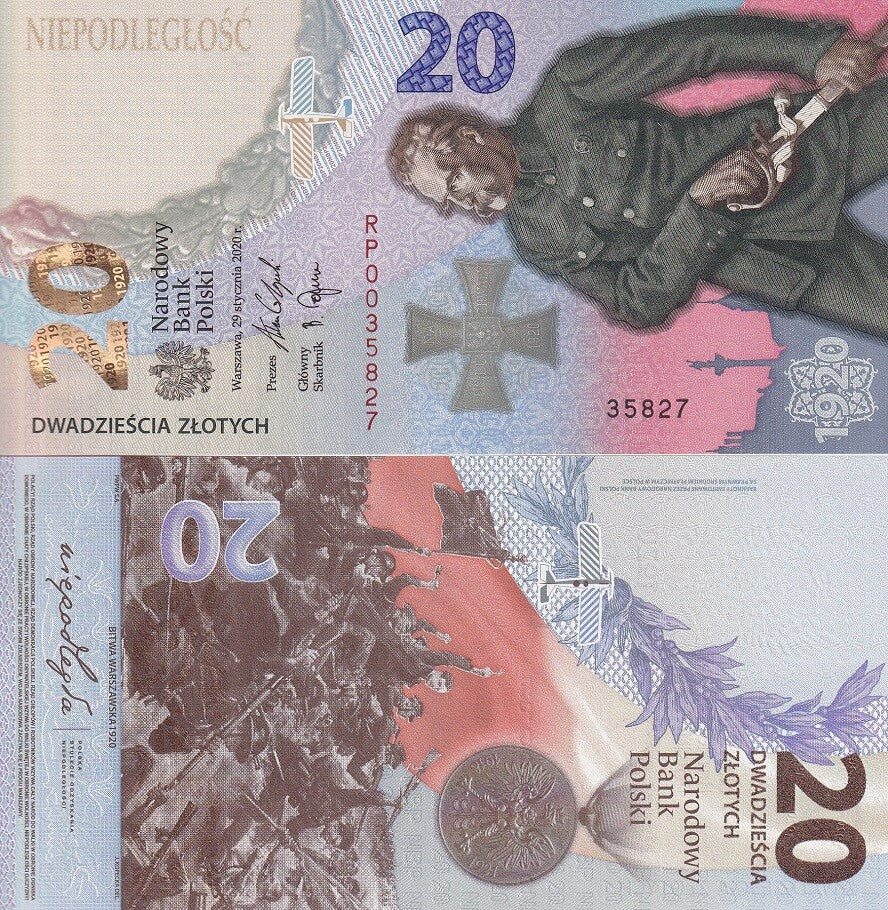 Poland 20 Zlotych 2020 Comm. Warsaw Battle P 194 UNC NO Folder
