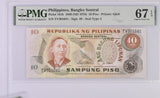 Philippines 10 Piso 1949 ND 1978 P 161 b Superb Gem UNC PMG 67 EPQ