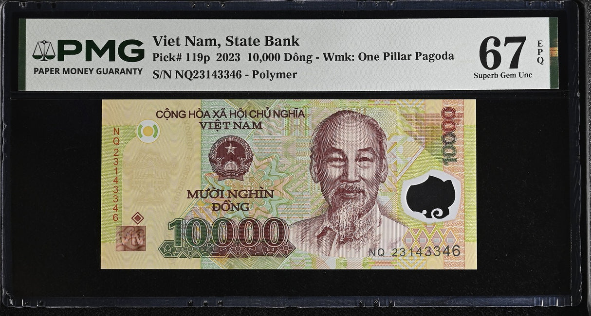 Vietnam 10000 Dong 2023 P 119 p Superb Gem UNC PMG 67 EPQ