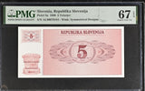 Slovenia 5 Tolarjev 1990 P 3 a Superb Gem UNC PMG 67 EPQ