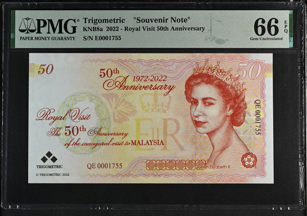 Malaysia Test Note Trigometric 2022 Royal Visit 50th Gem UNC PMG 66 EPQ