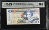 East Caribbean 10 Dollars ND 1994 P 32 v Suffix V St. Vincent Choice UNC PMG 64