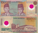 Indonesia 100000 Rupiah 1999 P 140 Polymer XF wtih many Pin Holes