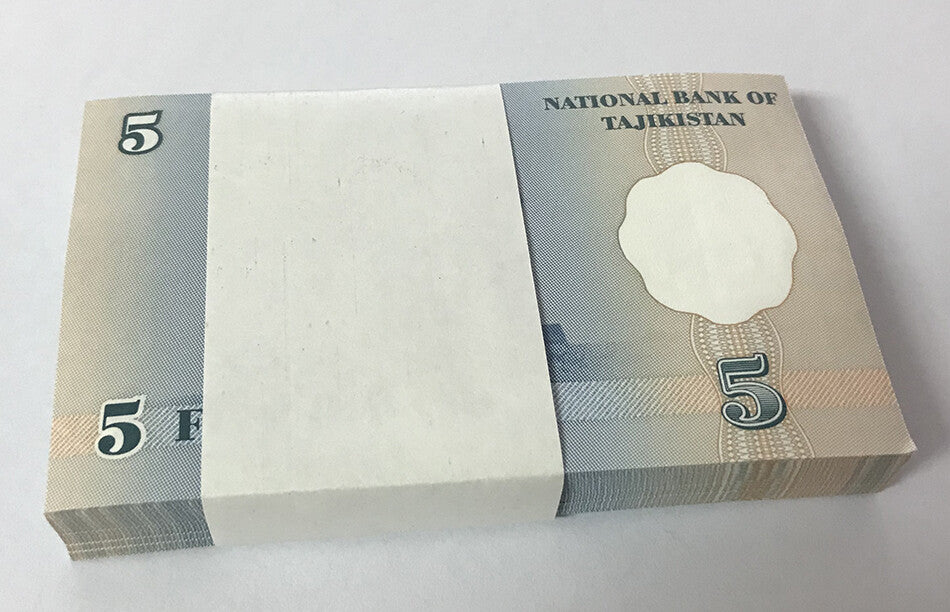 Tajikistan 5 Dirams 1999 P 11 UNC Lot 25 Pcs 1/4 Bundle