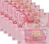 Belize 5 Dollars 2025 P 74 NEW UNC LOT 5 PCS