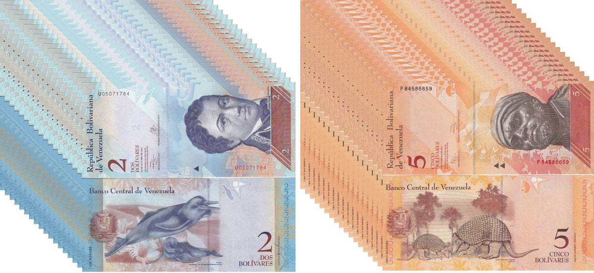 Venezuela SET 2 x LOT 20 = 40 UNC 2 5 Bolivares Random Years P 88 89