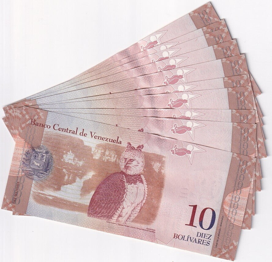 Venezuela 10 Bolivares 2009 P 90 b UNC LOT 10 PCS