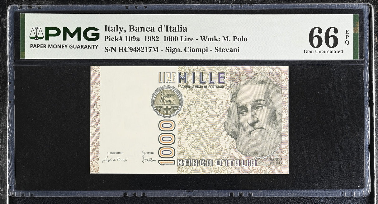 Italy 1000 Lire 1982 P 109 a Gem UNC PMG 66 EPQ