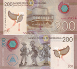 Nicaragua 200 Cordobas 2022 P 213 b Polymer UNC