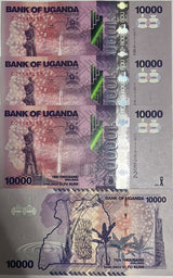 Uganda 10000 Shillings 2021 P 52 UNC Banana trees, monument Kampala LOT 3 PCS