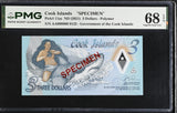 Cook Islands 3 Dollars ND 2021 P 11 s Polymer SPECIMEN Superb Gem UNC PMG 68 EPQ