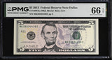 United States 5 Dollars Usa 2013 P 539 K Dallas Gem UNC PMG 66 EPQ