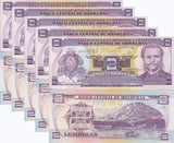 Honduras 2 Lempiras 2004 P 80Ae UNC LOT 5 PCS