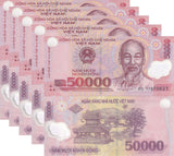 Vietnam 50000 Dong Mixed Year Polymer P 121 UNC LOT 5 PCS