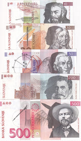 Slovenia Set 5 PCS 10 20 50 200 500 Tolajev 1992 P 11 12 13 15 16 UNC