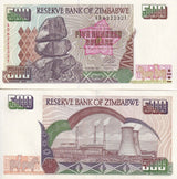 Zimbabwe 500 Dollars 2001 P 11 UNC LOT 5 PCS