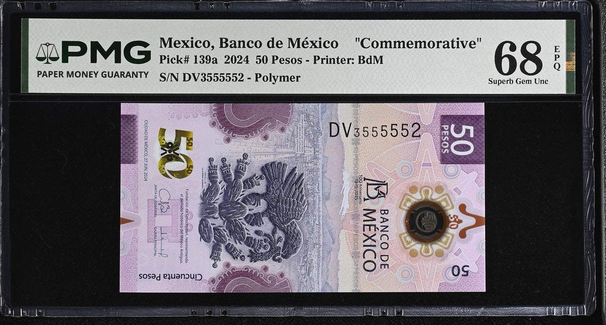 Mexico 50 Pesos 2024 P 139 a 3555552 Commemorative Superb Gem UNC PMG 68 EPQ