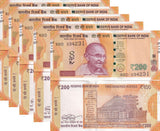India 200 Rupees 2017 P 113 a UNC LOT 5 PCS