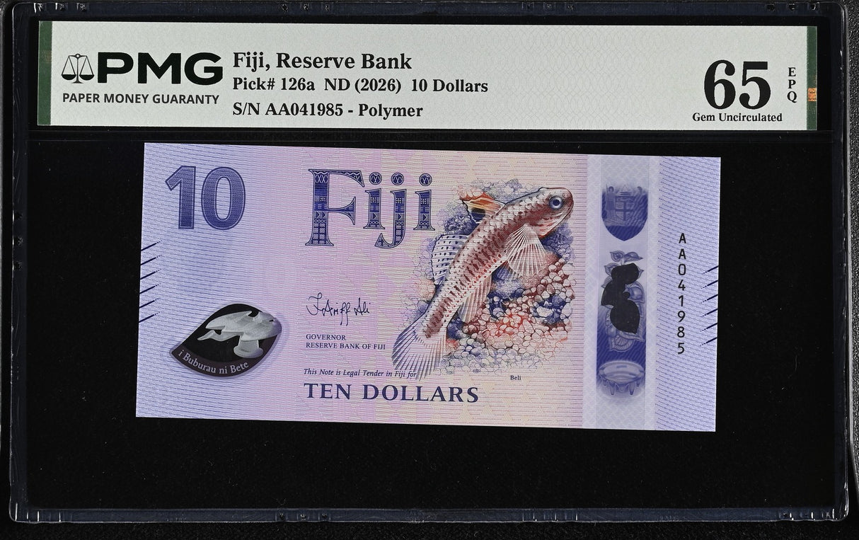 Fiji 10 Dollars ND 2026 P 126 a Gem UNC PMG 65 EPQ