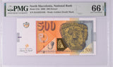 Macedonia 500 Denari 2009 P 21 b Gem UNC PMG 66 EPQ