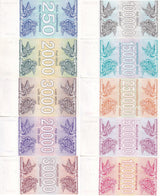 Georgia Set 10 UNC 250 2000 3000 - 1000000 1 Million Lari 1993 P 43 44 45 46 -52