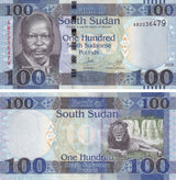South Sudan 100 Pounds 2015 P 15 a UNC, John Garang, Lion, waterfall
