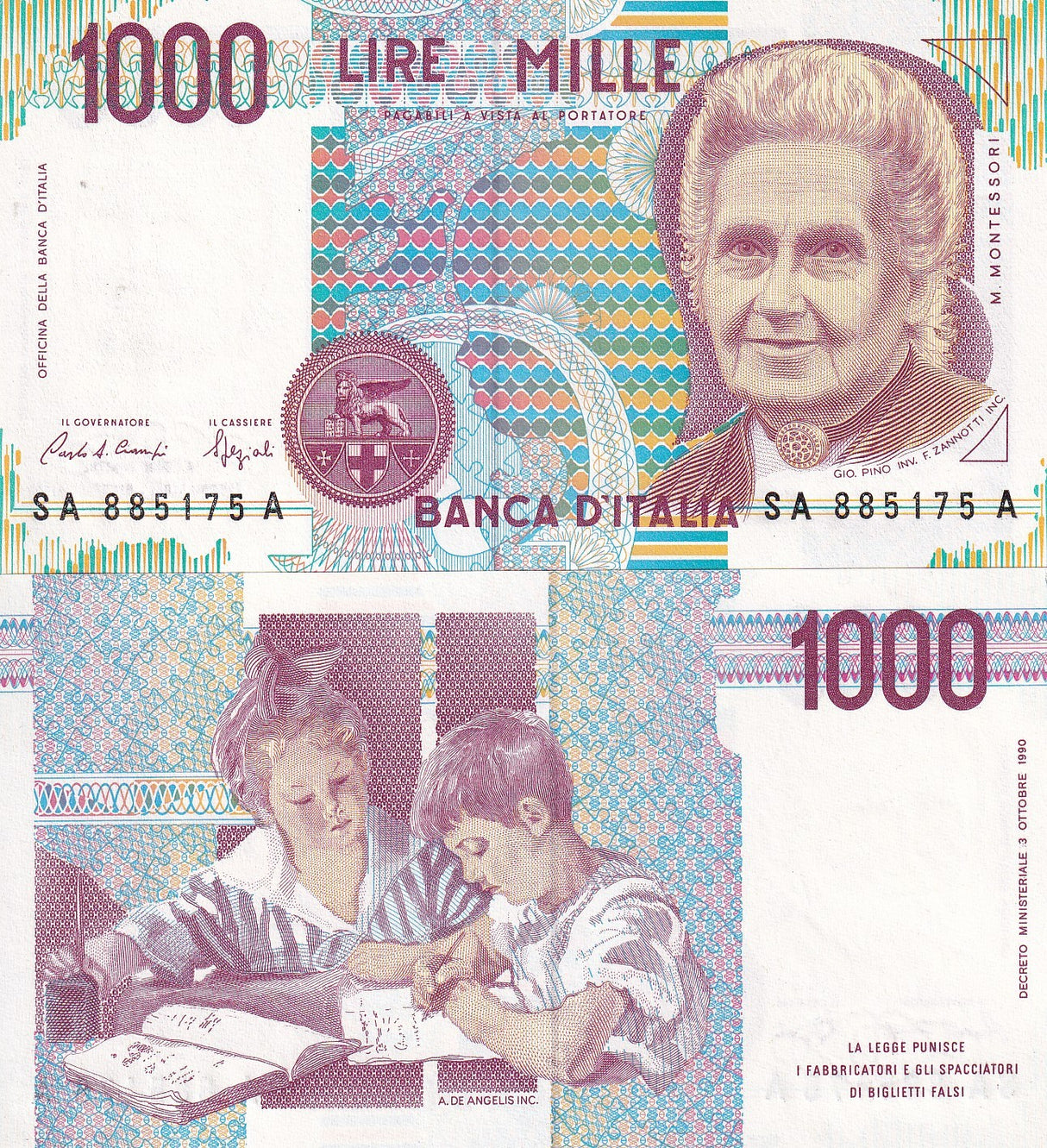 Italy 1000 Lire 1982 P 114 a Sign CIAMPIAND STEVANI UNC